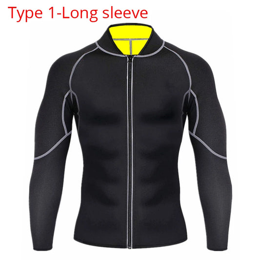 New Men Shapers Sauna Suit Neoprene Sweat Jacket Workout Weightloss Long Sleeve Waist Trainer Body Shaper with Zipper Undershirt