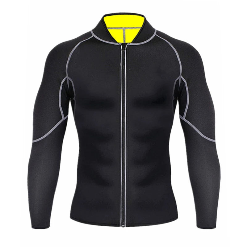 New Men Shapers Sauna Suit Neoprene Sweat Jacket Workout Weightloss Long Sleeve Waist Trainer Body Shaper with Zipper Undershirt