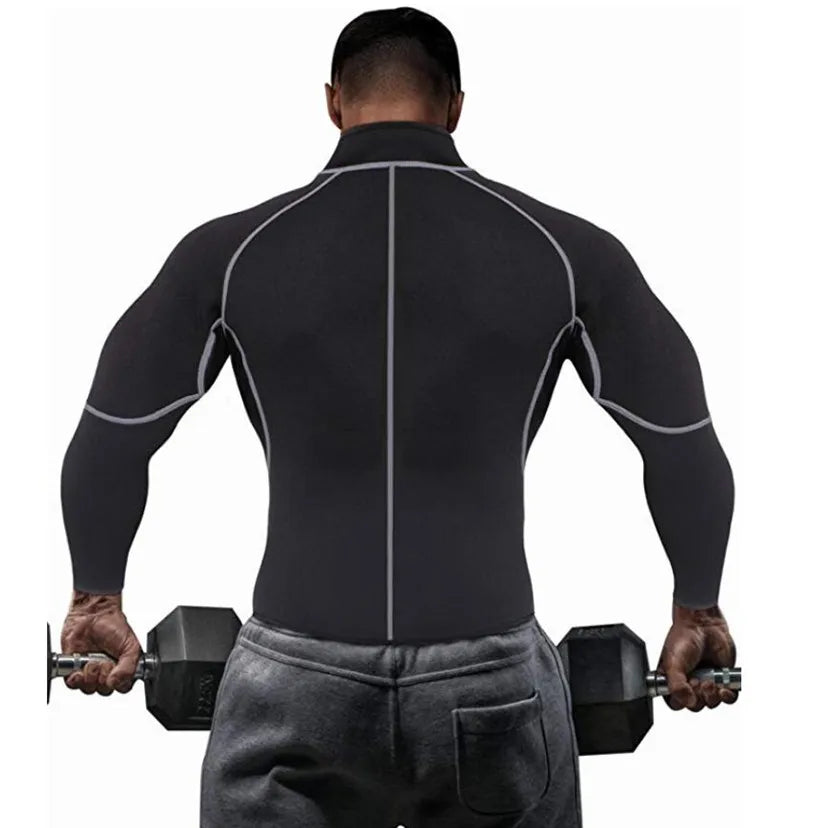 New Men Shapers Sauna Suit Neoprene Sweat Jacket Workout Weightloss Long Sleeve Waist Trainer Body Shaper with Zipper Undershirt
